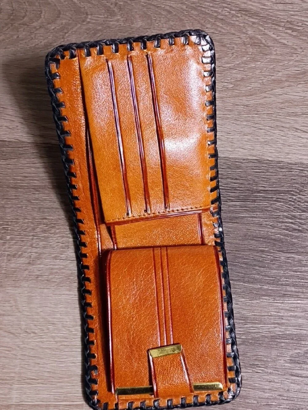 Trails Handcrafted Brown Tooled Leather Money Clip